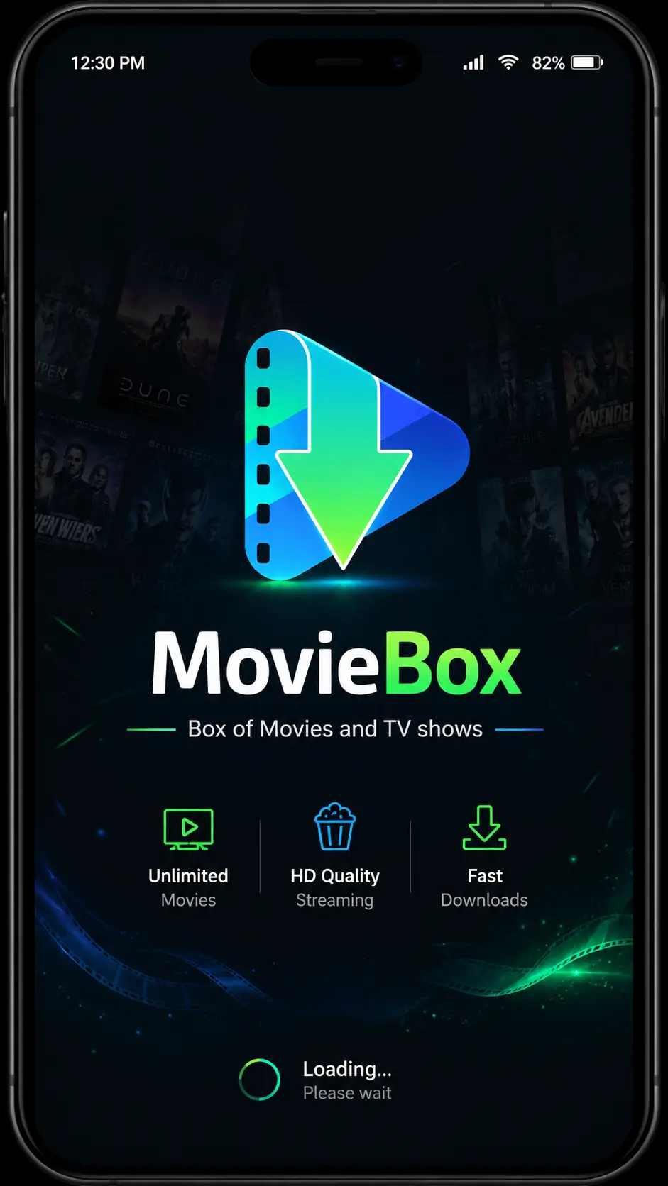 Example MovieBox application launch screen